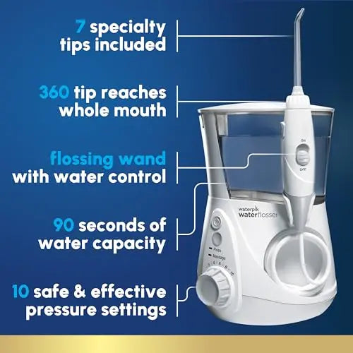 Waterpik Aquarius Water Flosser WP-660, Professional 10-Setting Electric with 7 Tips, ADA-Accepted, White