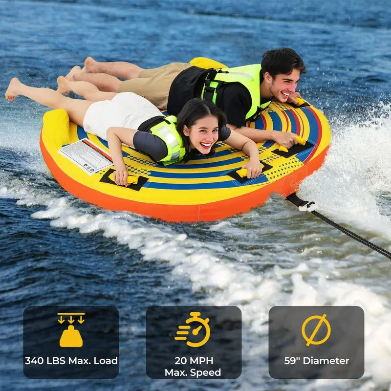 Youth- and Adult-Friendly Towable Water Tube – 1–2 Person Inflatable for Boating and Lake Recreation