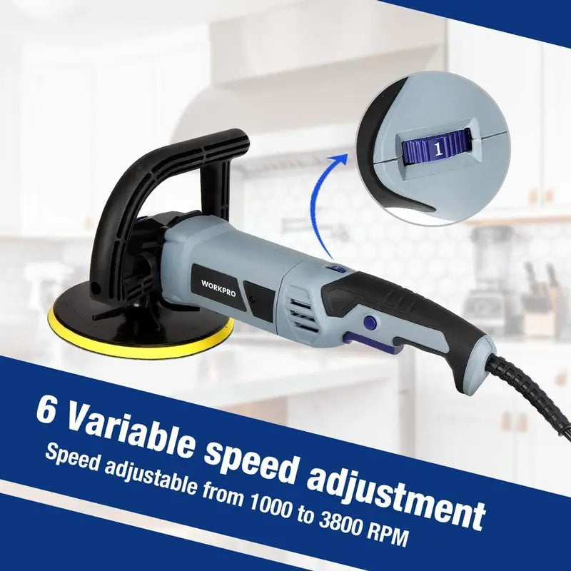 WORKPRO Detachable Buffer Polisher – Variable-Speed Tool with Complete Accessory Kit