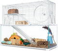 Large 3-Tier Hamster Habitat – Glass Base with Wire Topper, Ramps, Ladders & Waterproof Tray