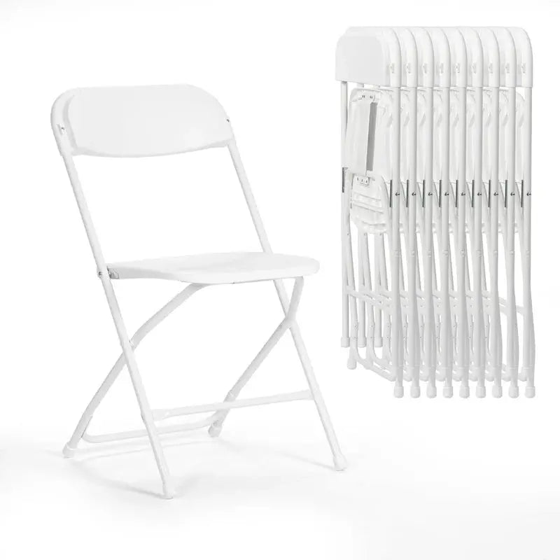 Set of 10 Lightweight Folding Plastic Chairs – 350 lb. Weight Capacity, Indoor/Outdoor Use