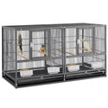 SMILE MART Stackable Divided Breeder Bird Cage for Small Birds, Black, 18-Inch Wide