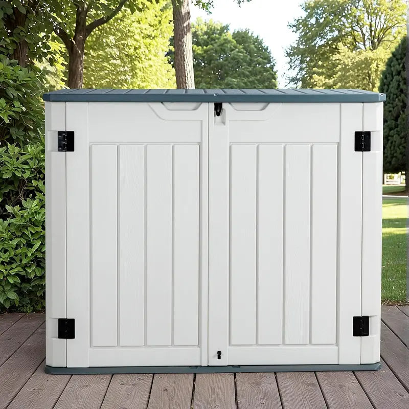 Weatherproof Horizontal Resin Outdoor Storage Shed for Tools and Garden Gear