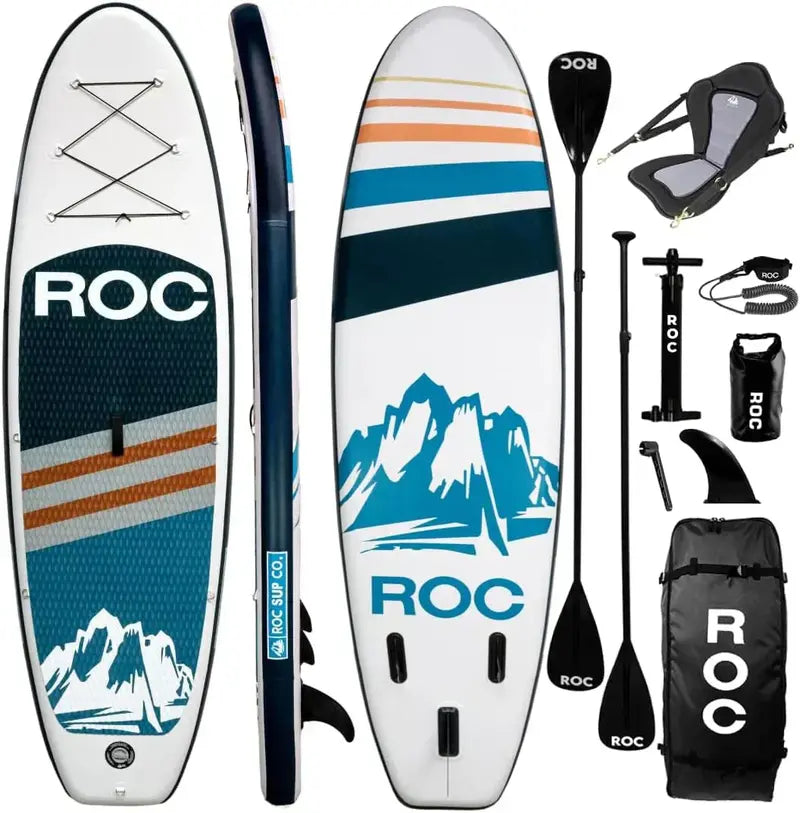 ROC Premium Inflatable SUP Board – Includes Pump, Paddle & Carry Bag
