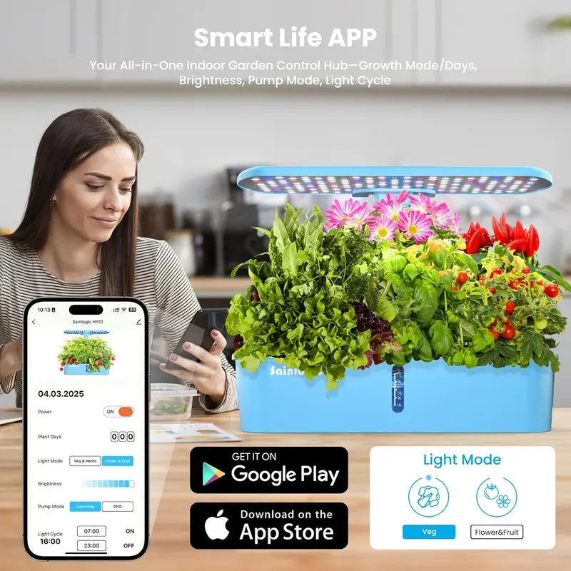 WiFi-Controlled Hydroponic Growing System – 12-Planter Smart Indoor Garden with App Integration