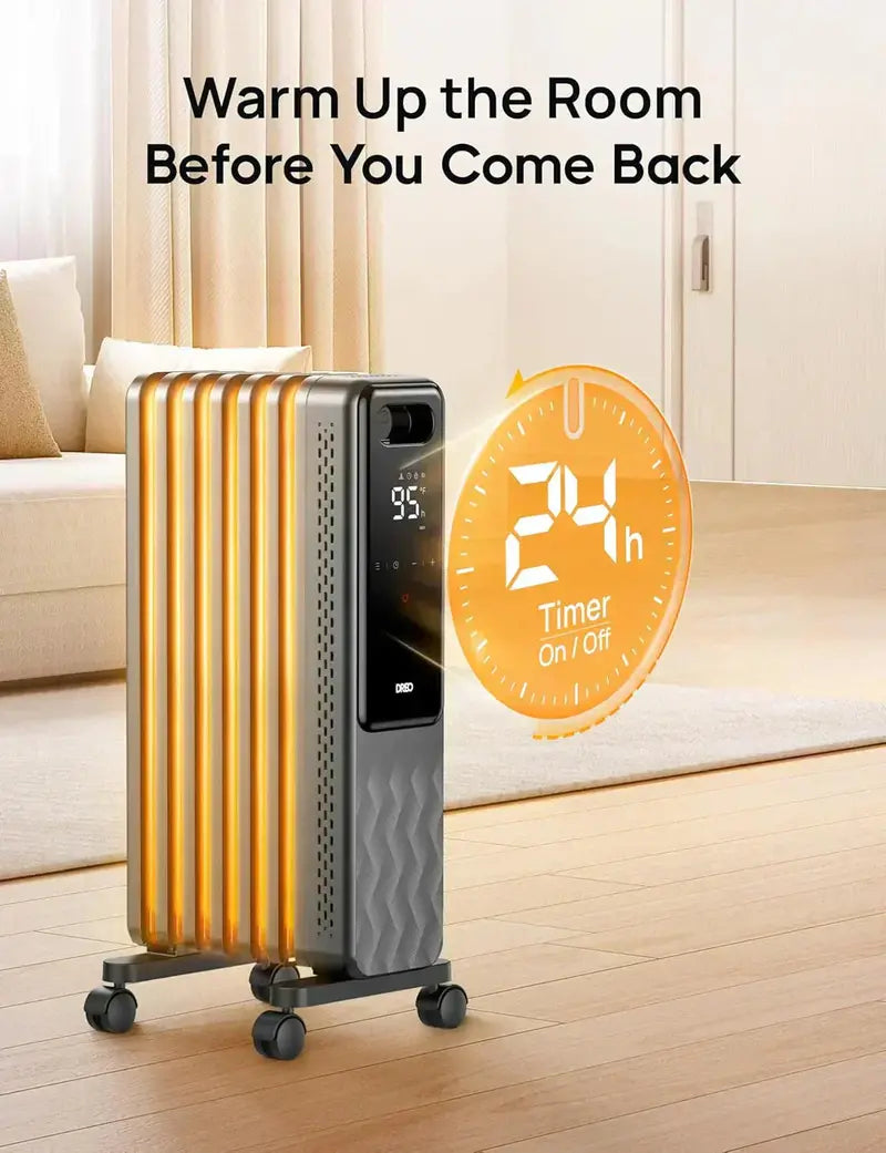 Safety-First Indoor Electric Radiant Heater with Digital Thermostat, Overheat & Tip-Over Protection