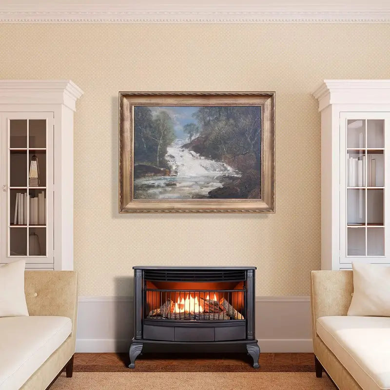 Vent-Free 25,000 BTU Dual-Fuel Fireplace – Freestanding Space-Saving Heater with Thermostat Control