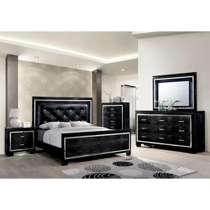 Ruff Crocodile 9-Drawer Wood Dresser and Matching Mirror Set by Furniture of America