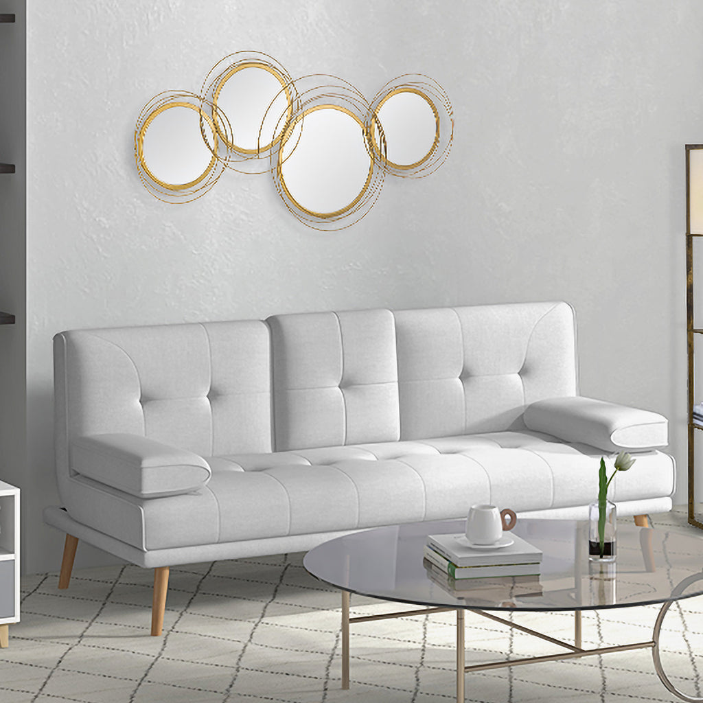 HOMCOM Spiegel-Set für Wanddekoration, Wandschmuck mit 4 runden Spiegeln, Wandspiegel, Flurspiegel,107 x 4 x 56 cm