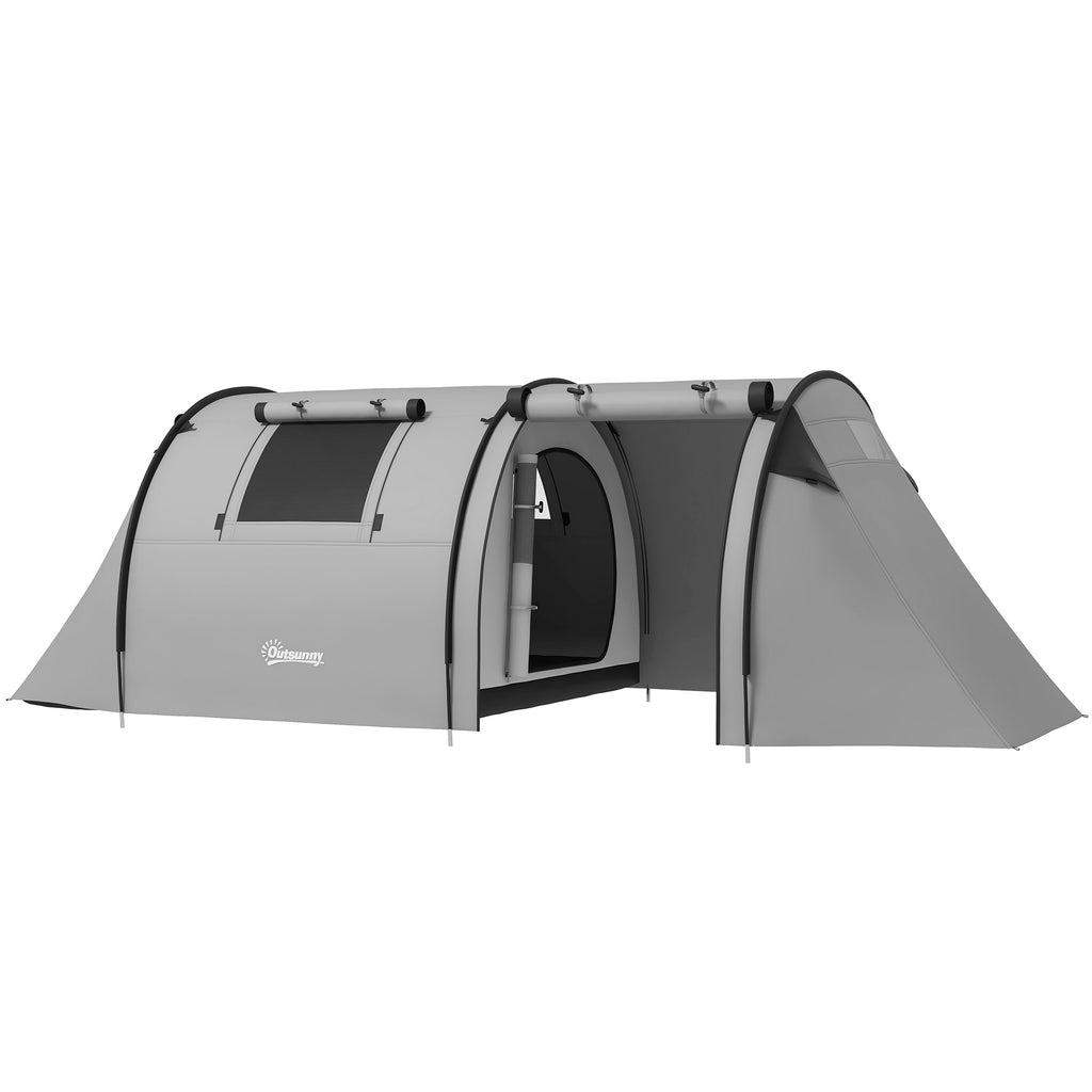 Outsunny Campingzelt für 3-4 Personen, mit 1 Schlafzimmer und 1 Wohnzimmer, wasserdicht, leicht zu transportieren mit Tasche inklusive
