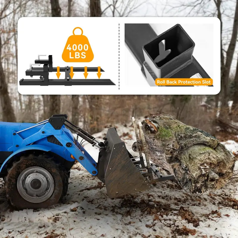 YINTATECH 60-Inch Clamp-On Pallet Forks – 4000 lb Capacity Tractor Attachment for Skid Steers