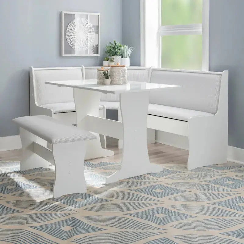 Sedley Farmhouse-Style Nook Dining Set – Compact Dining Ensemble with Integrated Storage Solutions