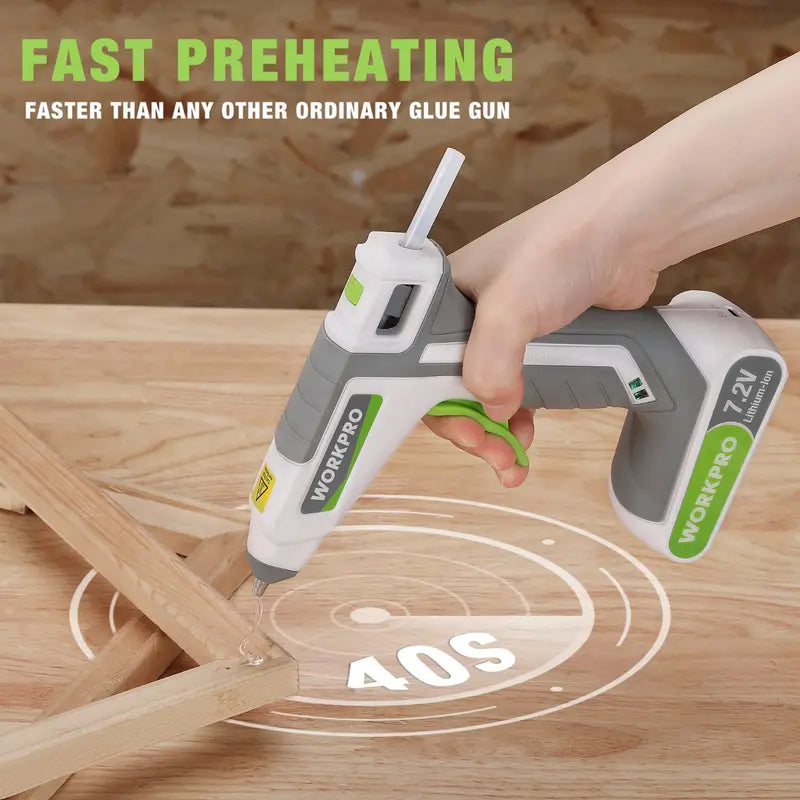 WORKPRO 7.2V Cordless Hot Melt Glue Gun – Compact Pink Ribbon Edition