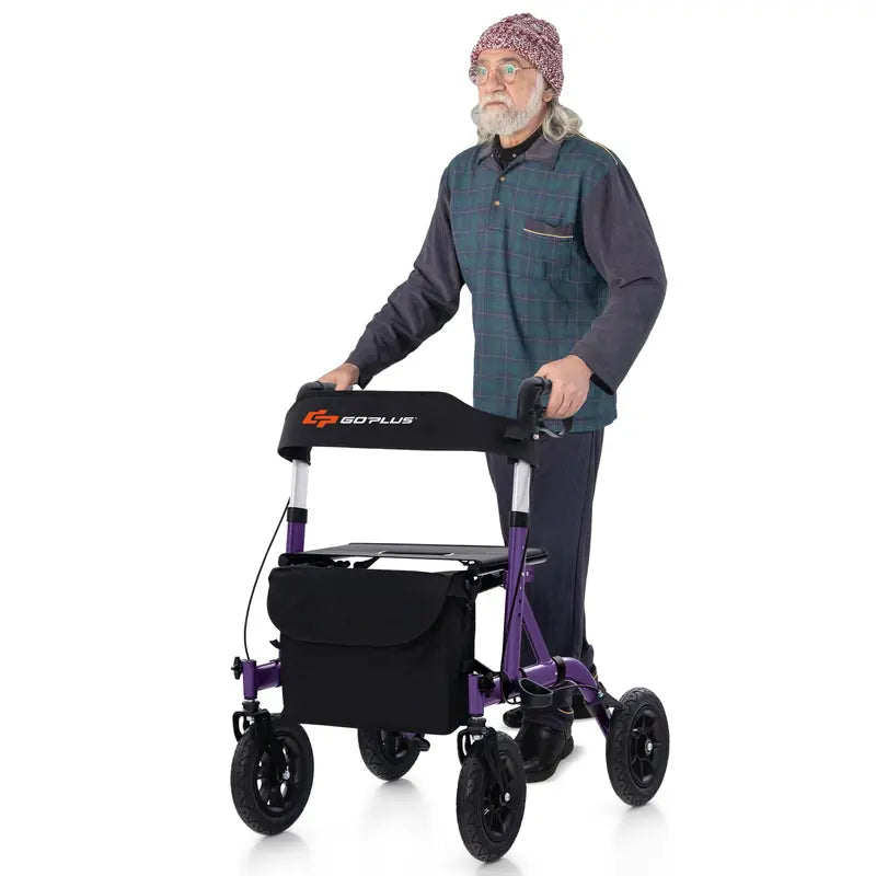 Rollator Walker with Seat, Backrest, and Brakes for Seniors