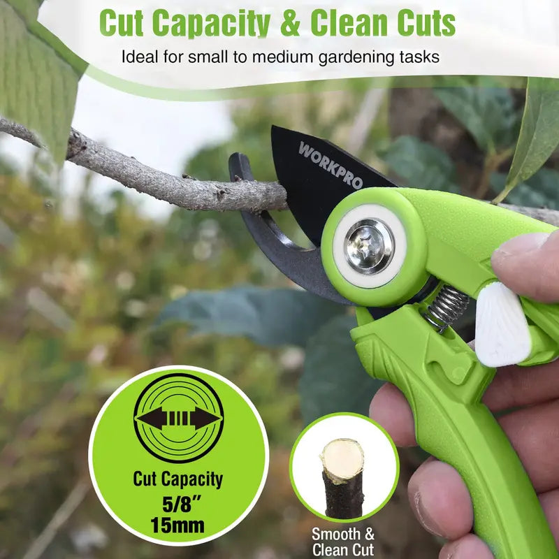 WORKPRO 2-Piece Garden Pruning Shears Set – 6.9-Inch Bypass & Straight Clippers for Precision Trimming