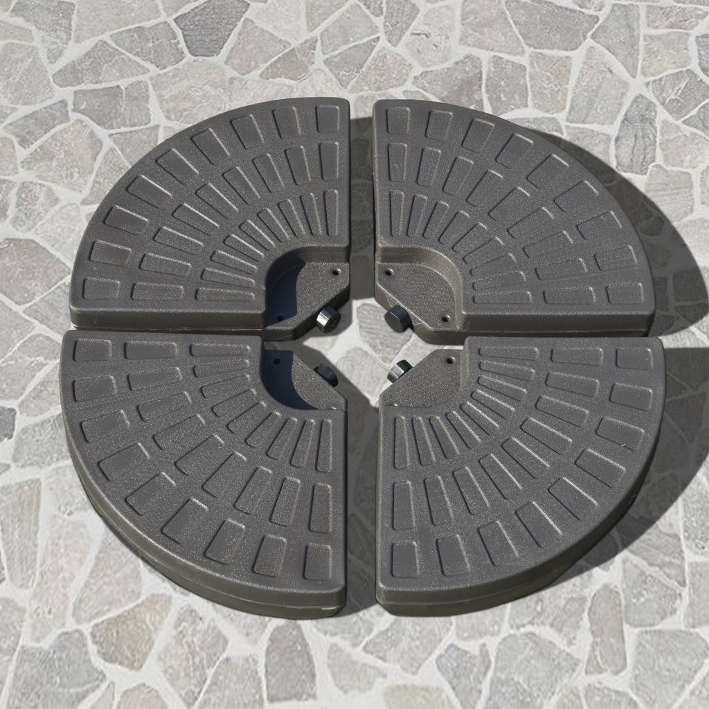 Outsunny Sonnenschirmständer 4-teilig, Schirmgewicht, Schirmständer, Bodenkreuz befüllbar mit Sand/Wasser bis 25/17 kg, Gewichte Sonnenschirmfuß HDPE Kaffee