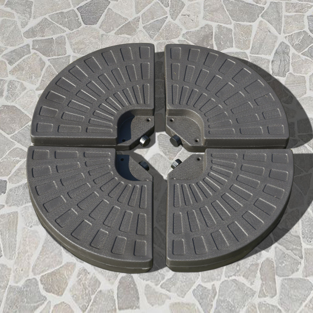 Outsunny Sonnenschirmständer 4-teilig, Schirmgewicht, Schirmständer, Bodenkreuz befüllbar mit Sand/Wasser bis 25/17 kg, Gewichte Sonnenschirmfuß HDPE Kaffee
