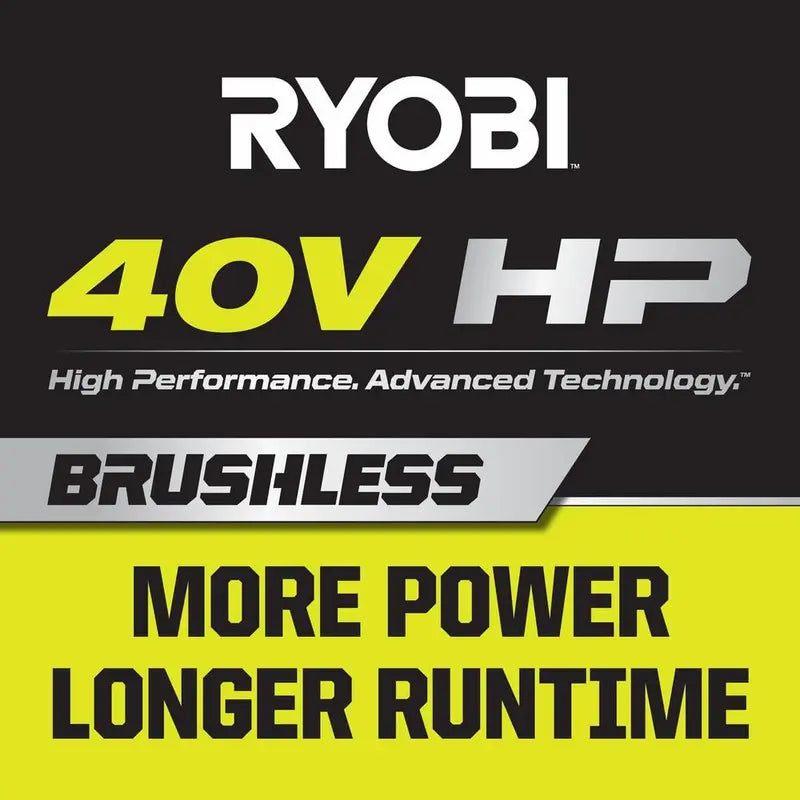 RYOBI 40V HP Brushless 100 MPH 600 CFM Cordless Leaf Blower/Mulcher/Vacuum with (2) 4.0 Ah Batteries and Charger RY404150