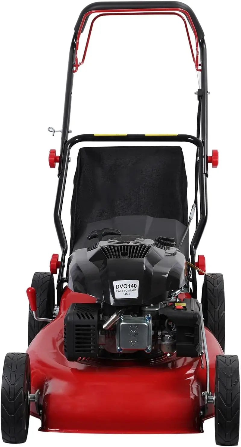 Self-Propelled Gas Lawn Mower – 20-Inch Deck, 141cc 4-Stroke Engine, 50L Grass Bag & Rear-Wheel Drive