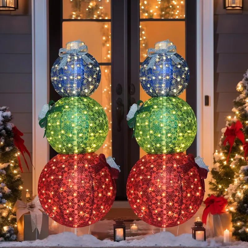 VEIKOU Christmas Outdoor Decorations, Pop-Up Lighted Ornaments with 210 Warm White LEDs, 63″ Tall, Iron & Fabric, for Lawn & Garden