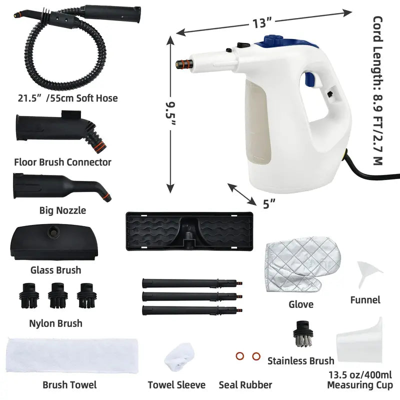Versatile Handheld Steam Cleaner – Compact Deep-Cleaning Device for Floors, Upholstery & More