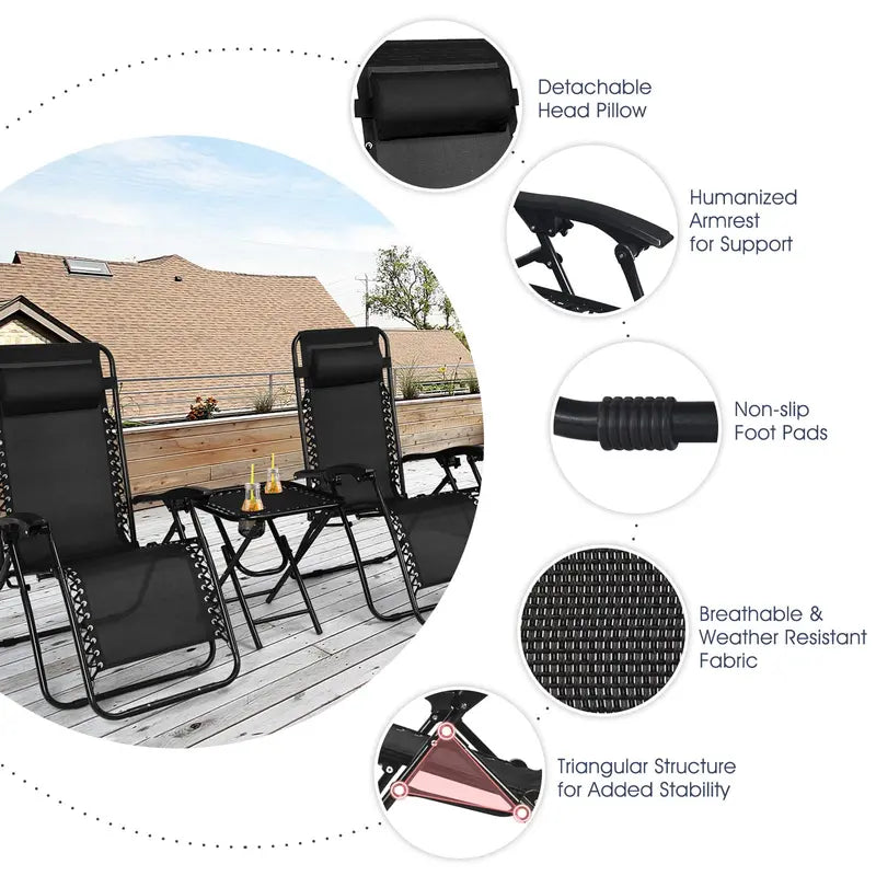 Zero Gravity Recliner Chair Set – Dual Lounge Chairs with Ergonomic Support and Footrests