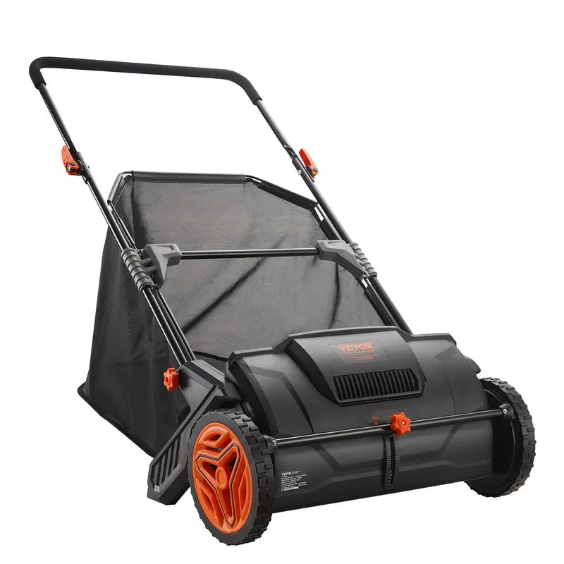 VEVOR 21-Inch Push-Type Lawn Sweeper for Leaves, Grass Clippings, and Debris Collection