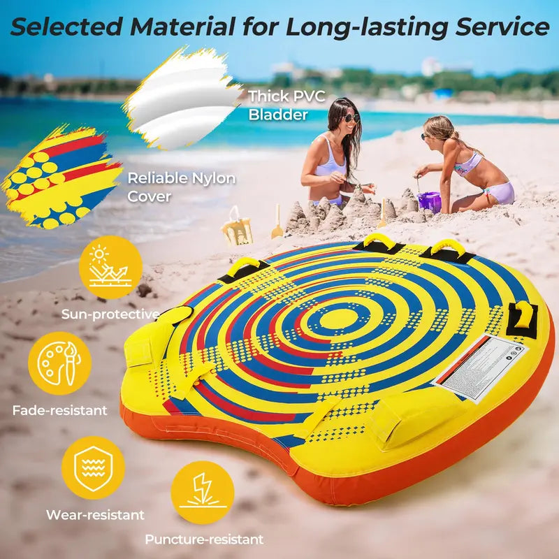 Youth- and Adult-Friendly Towable Water Tube – 1–2 Person Inflatable for Boating and Lake Recreation