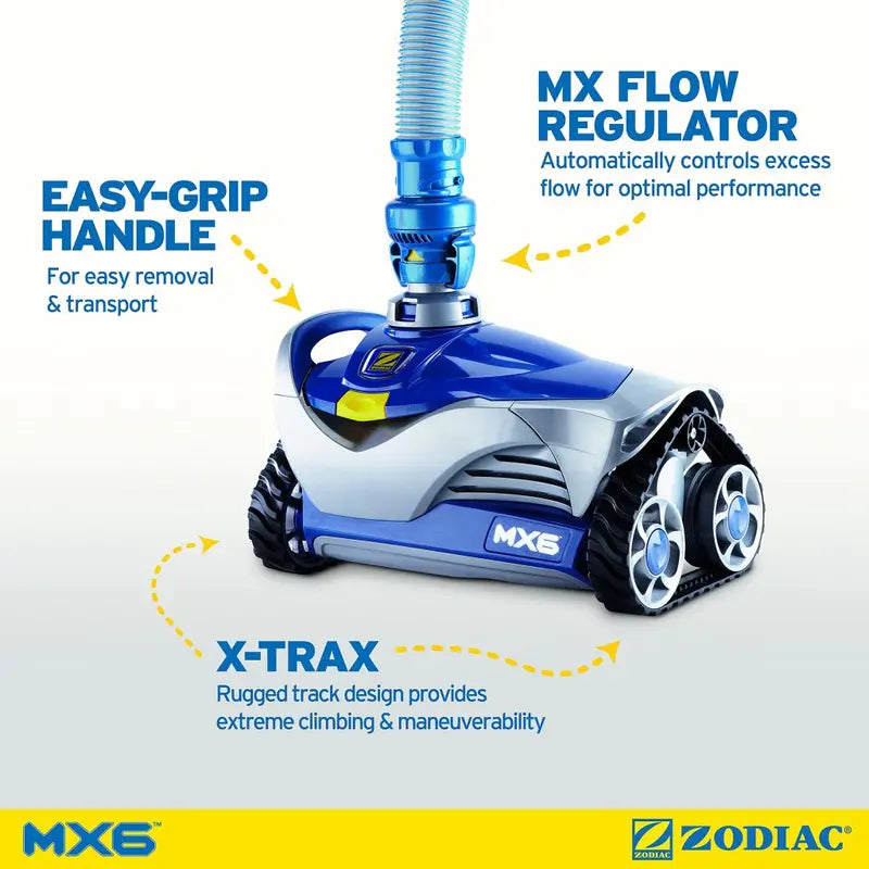 Zodiac MX6 Elite Suction Pool Cleaner – Automatic In-Ground Cleaner with Wall-Climbing & Cyclonic Technology