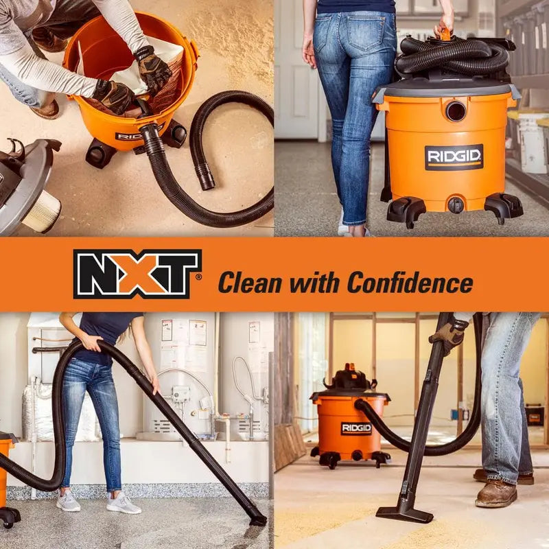 RIDGID 16 Gallon 5.0 Peak HP NXT Wet/Dry Shop Vacuum with Filter, Locking Hose and Accessories HD1640