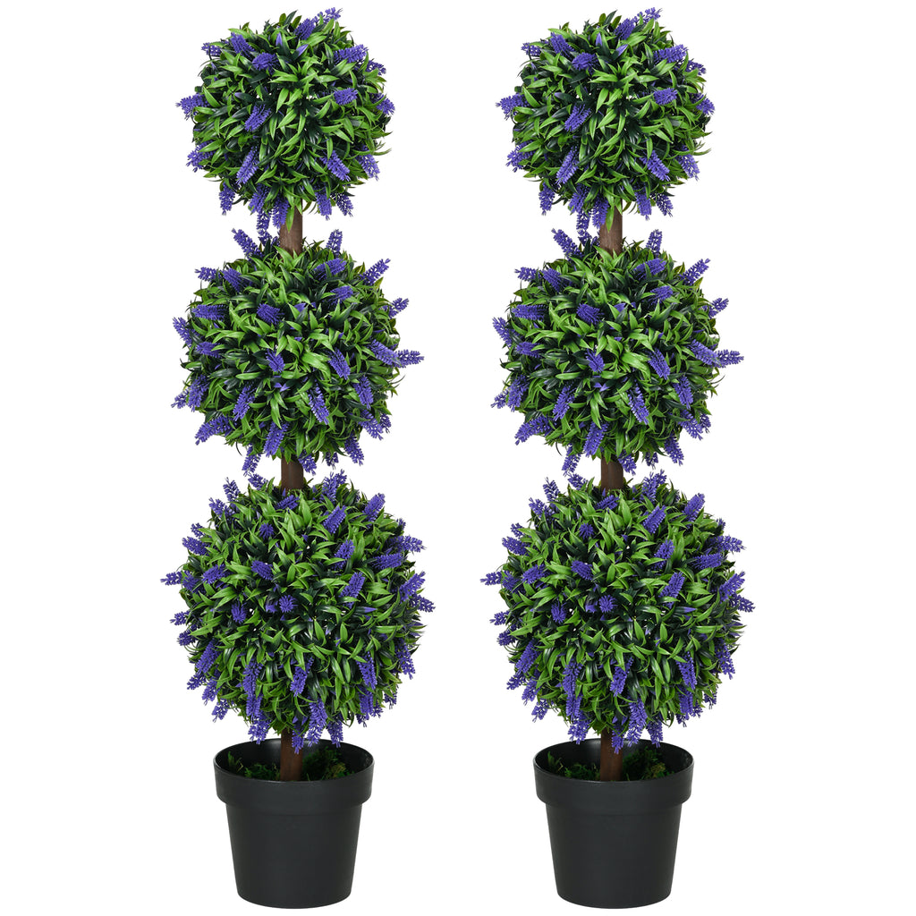 HOMCOM 2er-Set Künstliche Pflanzen, UV-beständige Kunstpflanze im Blumentopf, 110 cm Zimmerpflanze für Wohnzimmer, Garten