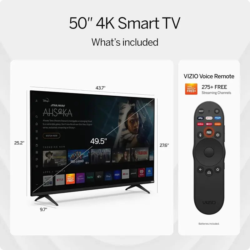 VIZIO 50-Inch 4K Smart TV – Renewed Model with Dolby Vision, HDR10+, and Wi-Fi 6