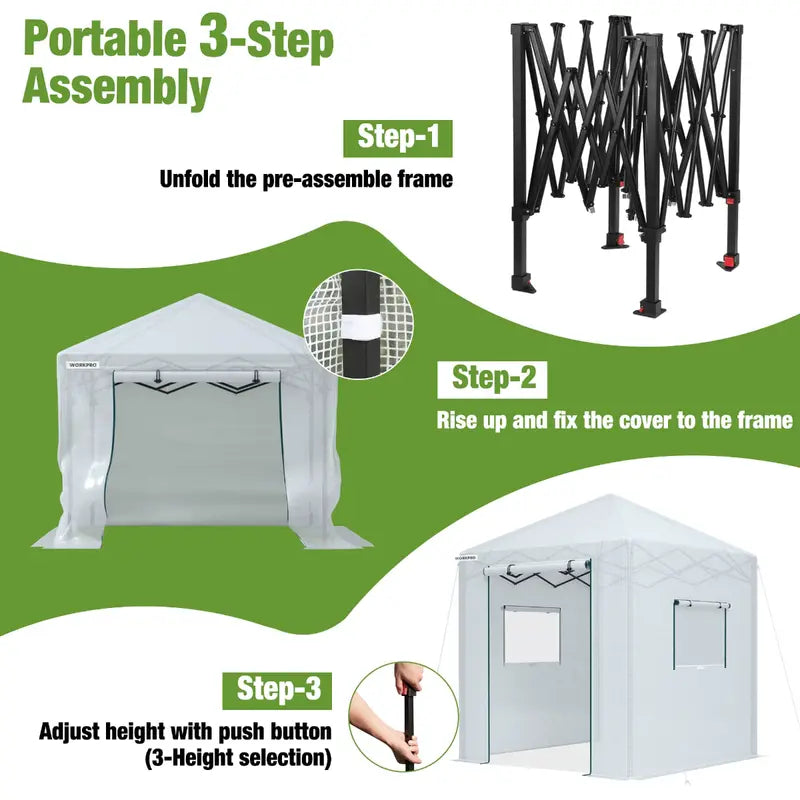 WORKPRO 8′ × 6′ Freestanding Portable Greenhouse – Easy-Assembly Growing Tent