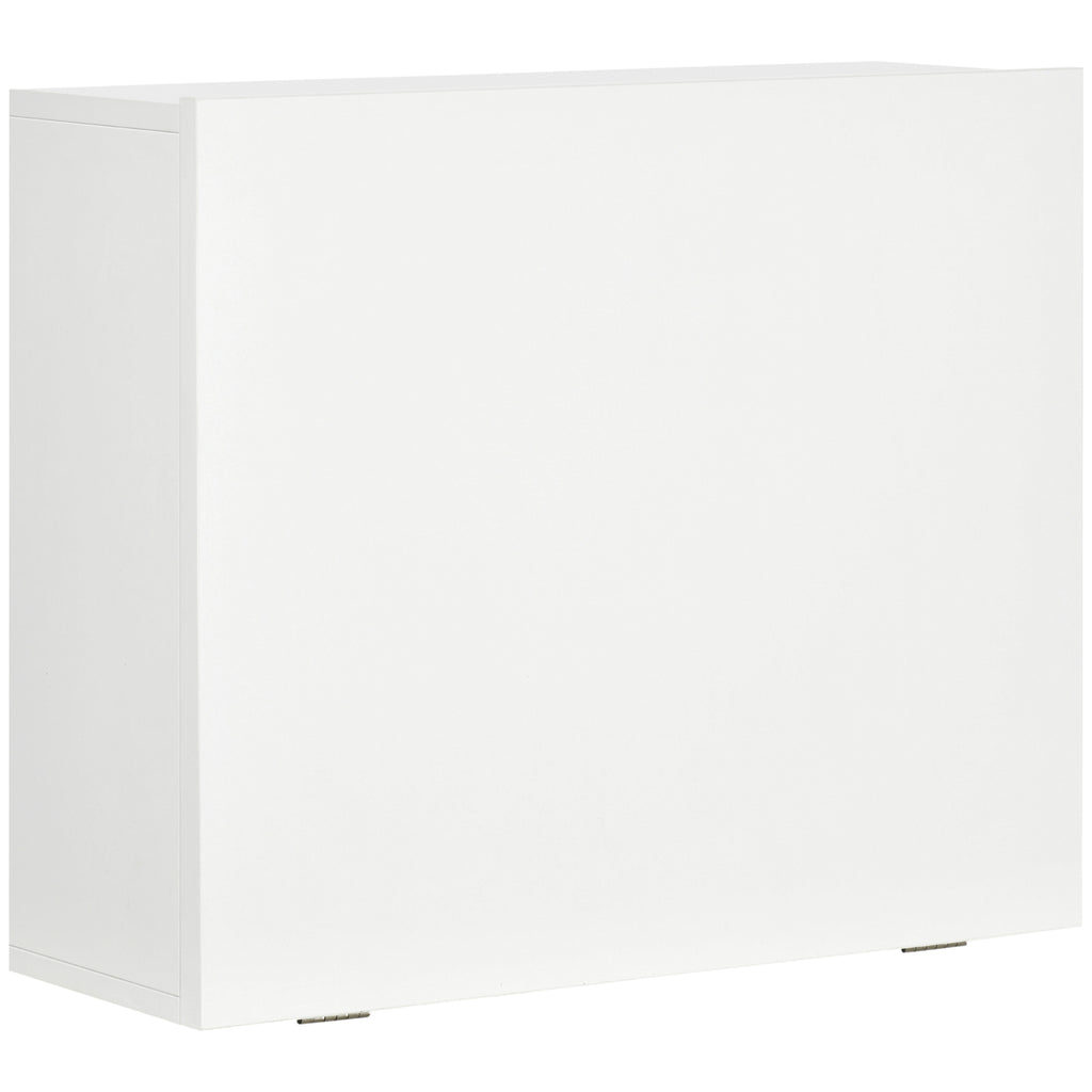 HOMCOM Wandklapptisch Zusammenklappbar und Platzsparend mit Regalen, für Zuhause und Büro, aus Spanplatte und MDF, 60x21.5x50 cm, Weiß