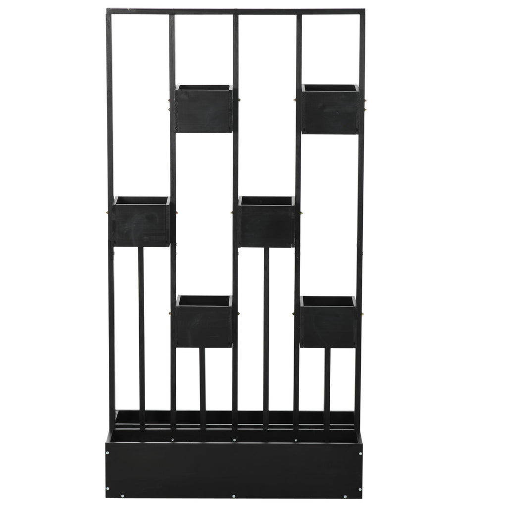 Outsunny Pflanzkasten-Kombination, modulares Design, Standrahmen, Naturholz, schwarz, 90 x 45 x 170 cm