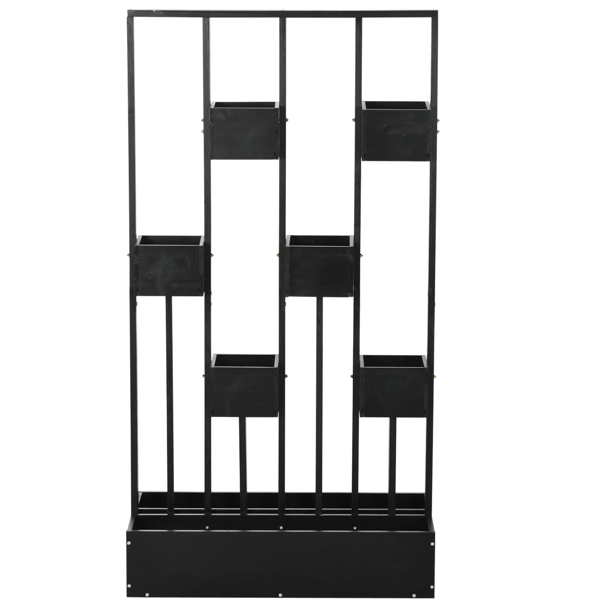 Outsunny Pflanzkasten-Kombination, modulares Design, Standrahmen, Naturholz, schwarz, 90 x 45 x 170 cm