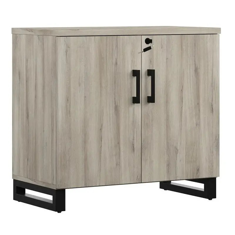 Weathered Oak Storage Cabinet & Bookshelf – Multi-Functional Living Room or Office Organizer with Rustic Charm