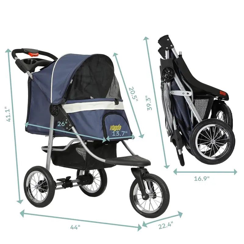 VIAGDO Heavy-Duty Pet Stroller for Small to Medium Dogs and Cats
