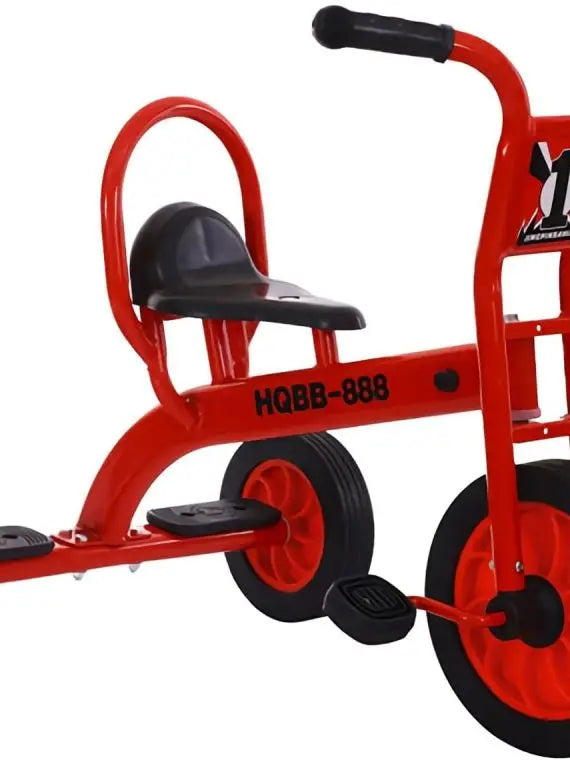 Yellow Kids Tandem Tricycle with Passenger Seat, Inflation-Free Rubber Wheels – Suitable for Ages 3+, Preschool & Daycare Playground Use
