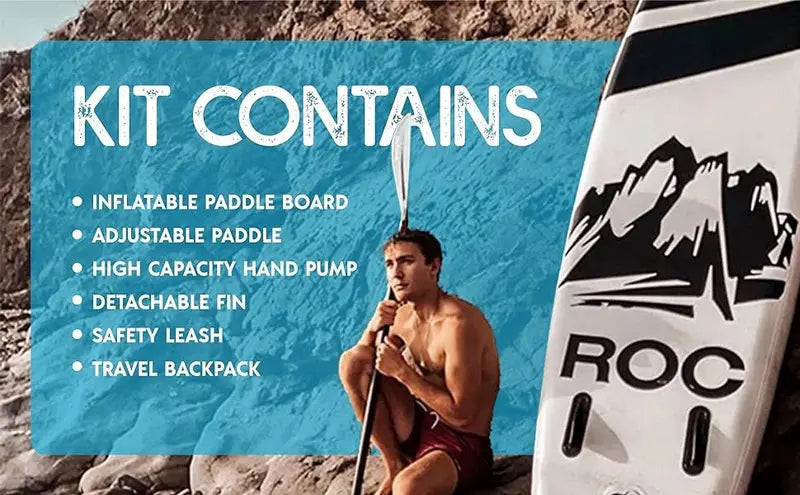 Roc 10'6″ Inflatable Stand-Up Paddle Board – Stable All-Around SUP for Beginners & Experts
