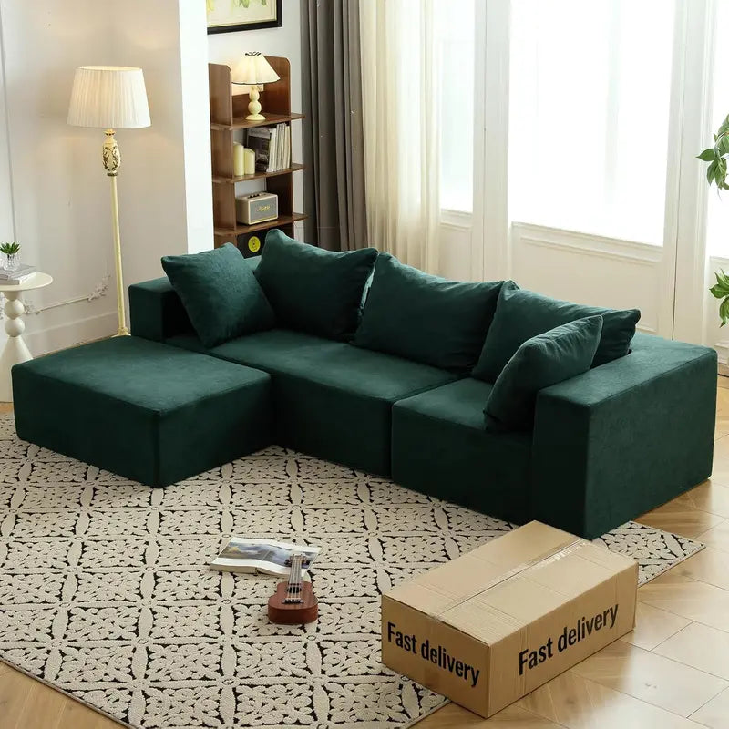 Vamcheer Modular Boneless L-Shaped Sectional — Modern Upholstered Cloud-Like Seating