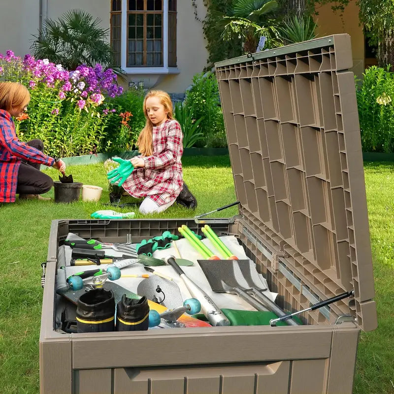 YITAHOME 230-Gallon XXL Outdoor Storage Deck Box, Lockable Resin, Grayish-White, for Patio Furniture & Garden Tools
