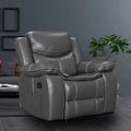 Wide-Seat Leather Recliner with Built-in Heat and Massage Functions