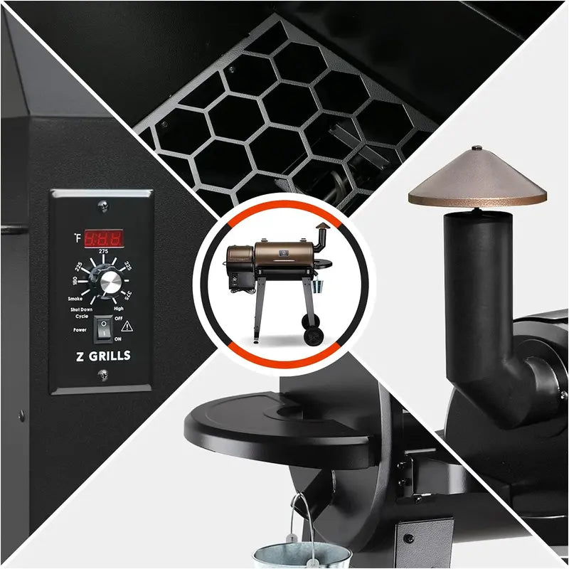 Z Grills ZPG-450A Wood Pellet Grill & Smoker, 8-in-1 BBQ, Auto Temp Control, 450 Sq In, Bronze