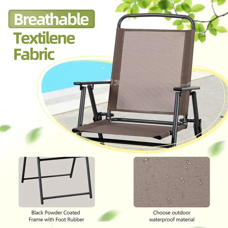 Vongrasig 6-Piece Folding Patio Set – Compact Metal Dining Table & Chairs for Small Outdoor Spaces