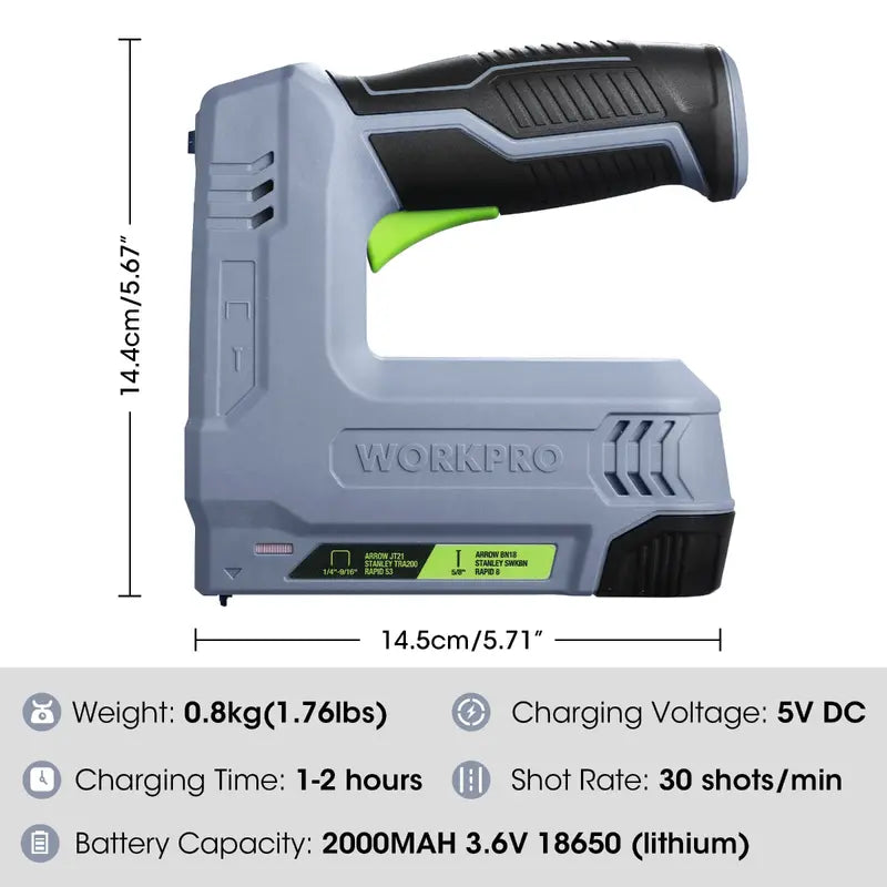 WORKPRO 3.6V Cordless 2-in-1 Staple & Nail Gun – Compact Battery-Powered Fastener Tool
