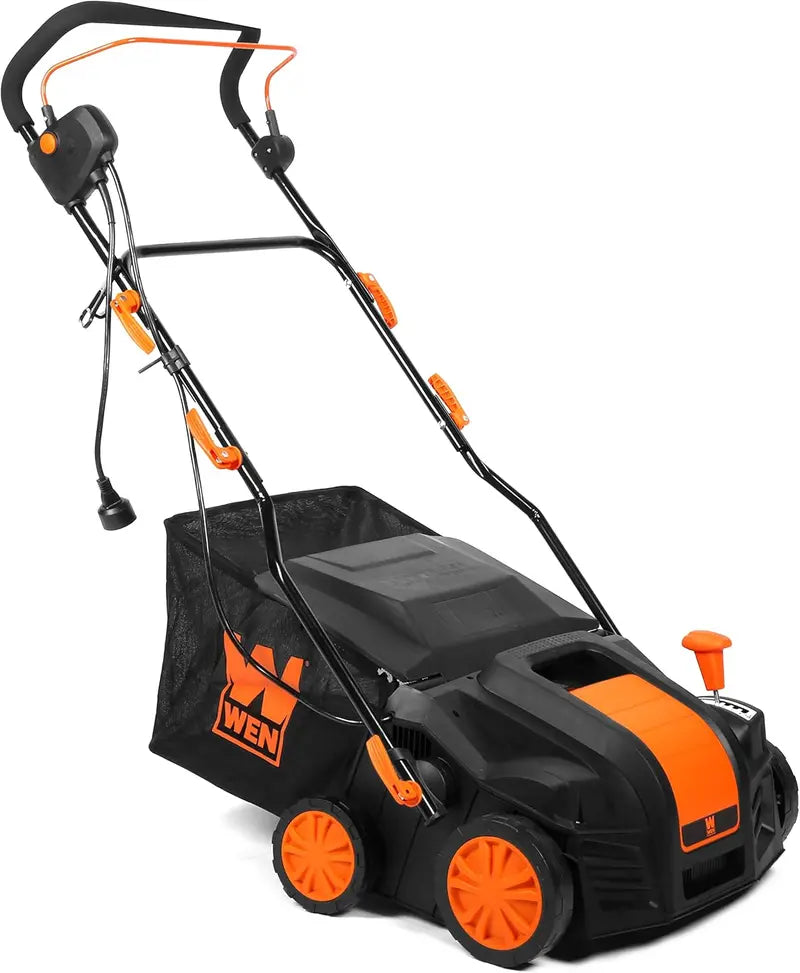 WEN 16″ 15-Amp 2-in-1 Electric Dethatcher & Scarifier with Bag, Black