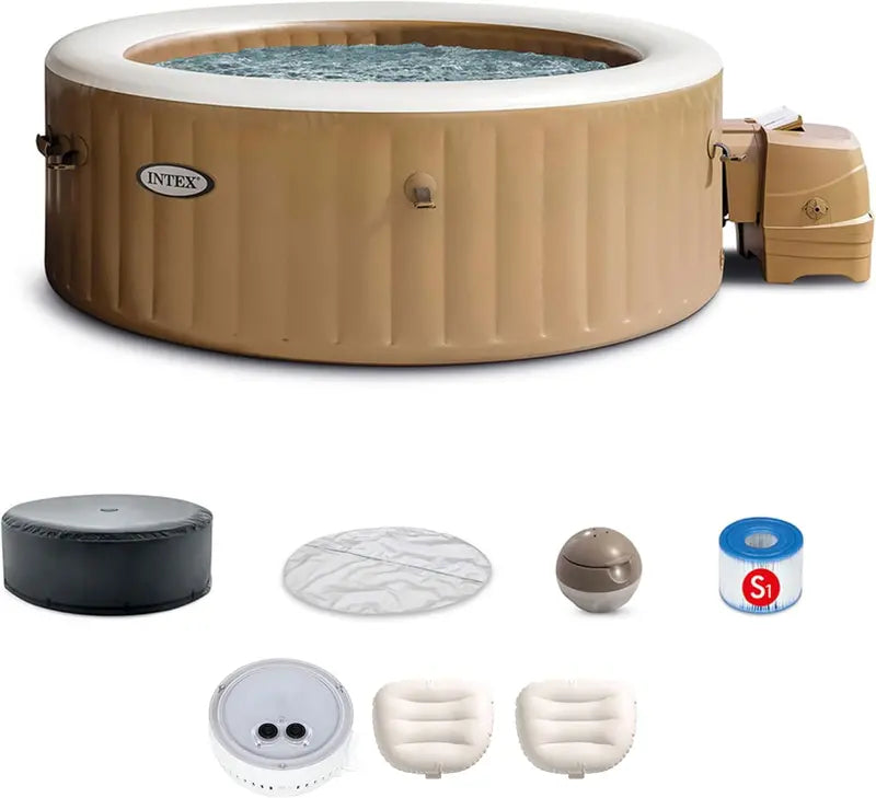 Intex PureSpa Plus Inflatable Bubble Massage Spa Set – Includes Energy-Saving Heater and Pump