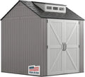 Rubbermaid Resin Garden Shed with Floor – 2.13 m × 2.13 m, Weather-Resistant Grey Storage Unit for Tools & Equipment