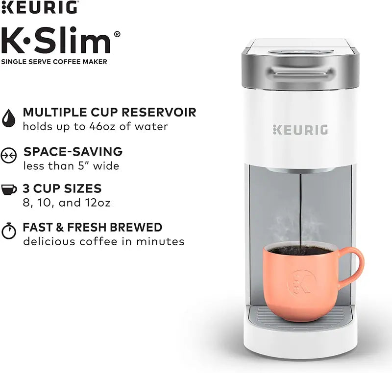 K-Slim Single Serve K-Cup Pod Coffee Maker with Multistream Technology – White